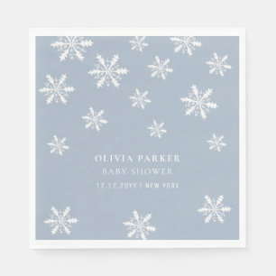 Servilleta De Papel Baby Shower Light Blue Boho Winter Snowflake