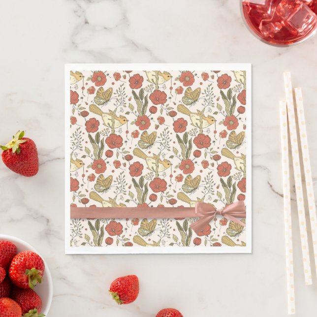 Servilleta De Papel Baby Shower | Mariposas y flores poéticas (In situ)