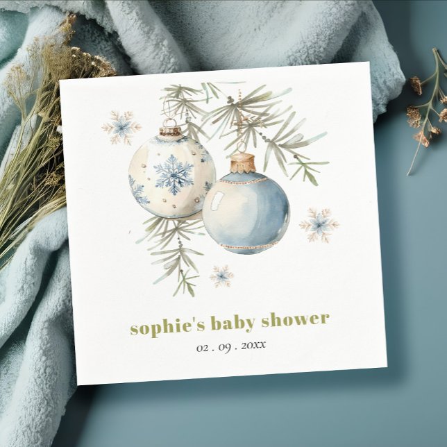 Servilleta De Papel Baby Shower Minimal Blue Winter Chirstmas Boy (Subido por el creador)