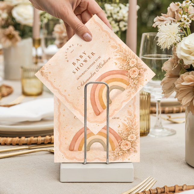 Servilleta De Papel Baby Shower Minimalista Boho Arcoíris (Subido por el creador)