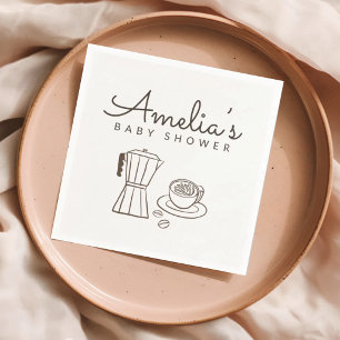 Servilleta De Papel Baby Shower minimalista con tema de café