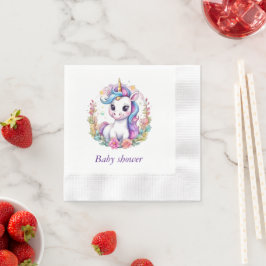 Servilleta De Papel Baby Shower Minimalista de Unicornio con arco iris