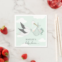 Baby Shower Mint Green Stork