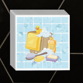 Servilleta De Papel Baby Shower moderno de burbujas de caucho Ducky