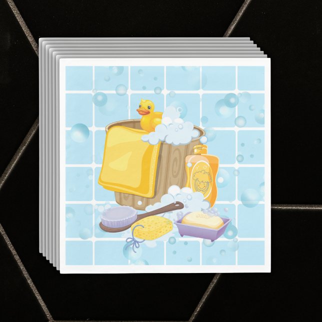 Servilleta De Papel Baby Shower moderno de burbujas de caucho Ducky (Subido por el creador)