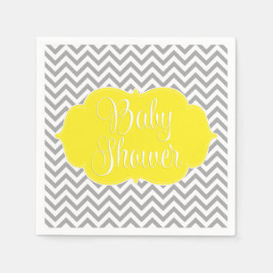 Servilleta De Papel Baby Shower moderno de color amarillo chevron