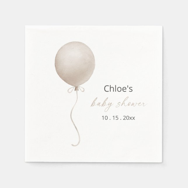 Servilleta De Papel Baby Shower moderno de globo Beige (Anverso)