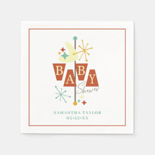 Servilleta De Papel Baby Shower moderno de Mid Century