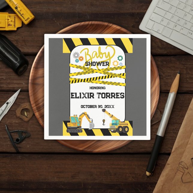 Servilleta De Papel Baby Shower moderno en construcción (Subido por el creador)