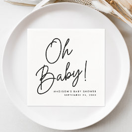 Servilleta De Papel Baby Shower moderno Oh Baby Black Script
