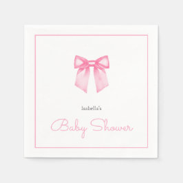 Servilleta De Papel Baby Shower Moderno Personalizado con Lazo Rosa