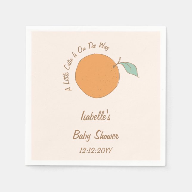 Servilleta De Papel Baby Shower moderno un poco cursi Naranja (Anverso)