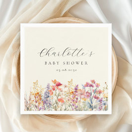 Servilleta De Papel Baby Shower moderno y florido