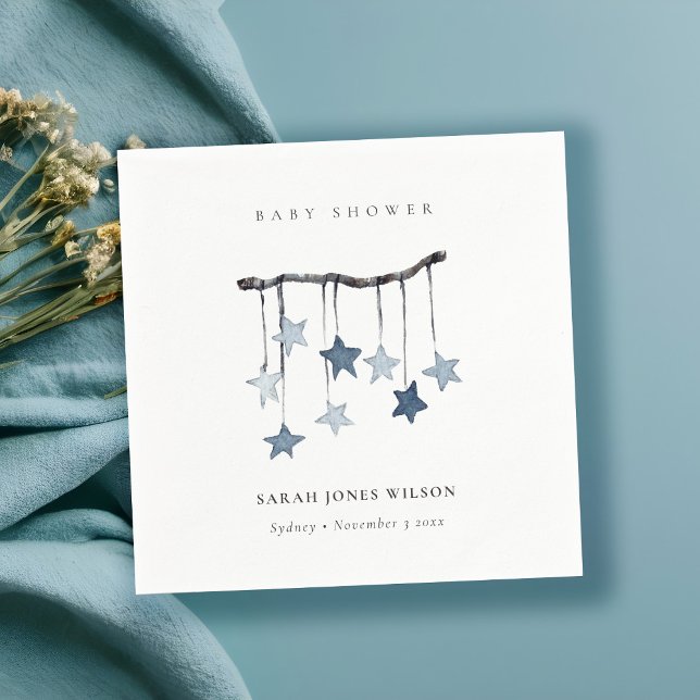 Servilleta De Papel Baby Shower móvil Cute Simple Aqua Blue Star (Subido por el creador)
