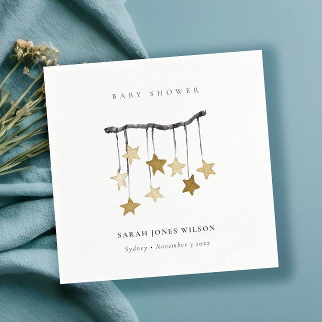 Servilleta De Papel Baby Shower móvil de estrella neutral amarillo sim (Subido por el creador)