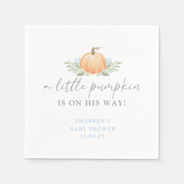 Servilleta De Papel Baby Shower Napkin | Una pequeña calabaza (Anverso)
