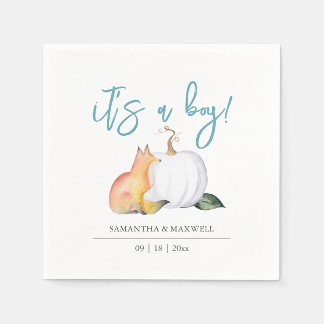 Servilleta De Papel Baby Shower Napkins Cae en la Calabaza de Woodland (Anverso)