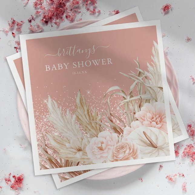 Servilleta De Papel Baby Shower Napkins Chica de Grass Boho Pampas (Subido por el creador)