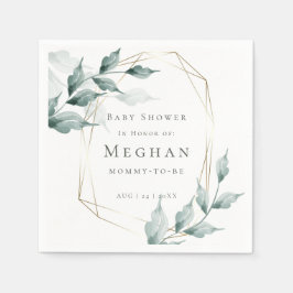 Servilleta De Papel Baby Shower Napkins |Jade verde gris botánico