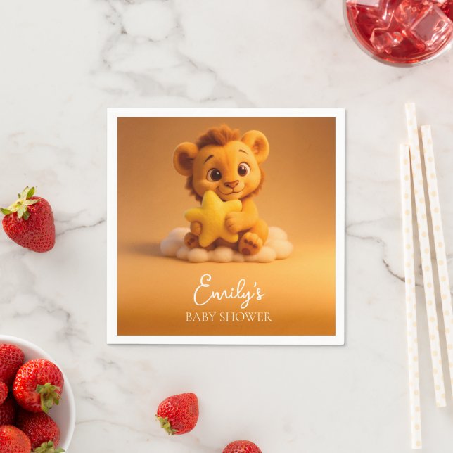 Servilleta De Papel Baby Shower Napkins – Little Lion & Star (In situ)