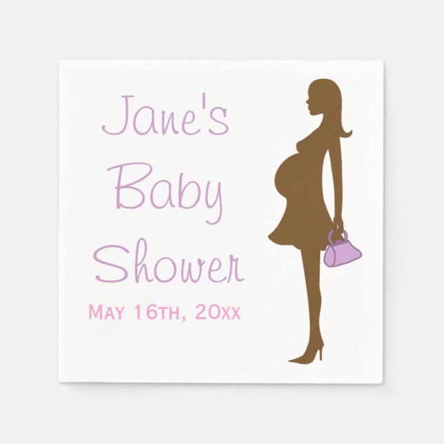 Servilleta De Papel Baby Shower Napkins Purple Silhouette (Anverso)