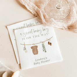 Servilleta De Papel Baby Shower Napkins, Sage Green Boy Baby Shower