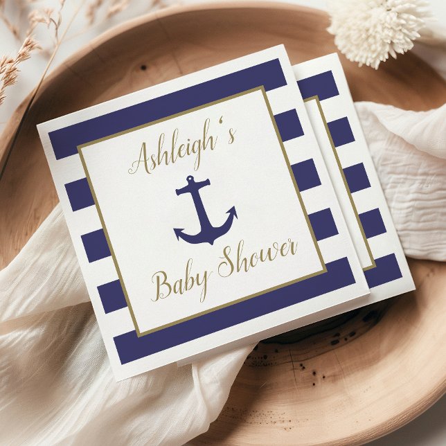 Servilleta De Papel Baby Shower Nautical Anchor Navy Gold Boy (Subido por el creador)