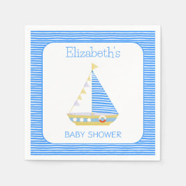 Servilleta De Papel Baby Shower Nautical Blue Stripe