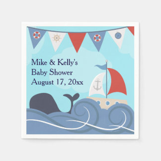 Servilleta De Papel Baby Shower Nautical Sailboat Beach Ocean Whale