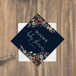 Servilleta De Papel Baby Shower Navy Blue Tiny Wildflower