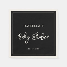 Servilleta De Papel Baby Shower negro contemporáneo