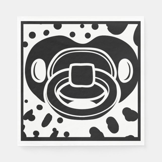 Servilleta De Papel Baby Shower - Negro y Blanco- Pacificador (Anverso)