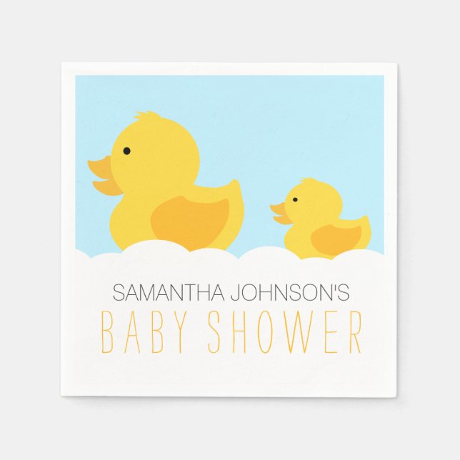 Servilleta De Papel Baby Shower neutral amarillo de goma (Anverso)