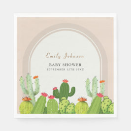 Servilleta De Papel Baby Shower Neutral Boho Cactus Arch