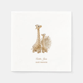 Servilleta De Papel Baby Shower Neutral Boho Pampas Grass Giraffe