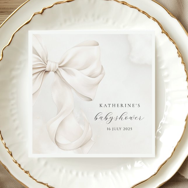 Servilleta De Papel Baby Shower Neutral Bow de género (Subido por el creador)
