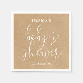 Servilleta De Papel Baby Shower neutral de género de Boho Rustic Kraft