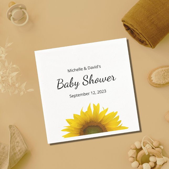 Servilleta De Papel Baby Shower neutral de género de girasol moderno (Subido por el creador)