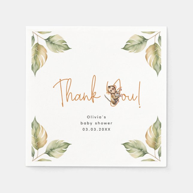 Servilleta De Papel Baby Shower neutral de género Safari (Anverso)