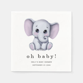 Servilleta De Papel Baby Shower neutral de género sobre elefante cután