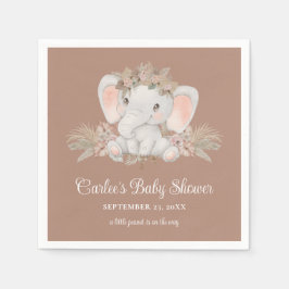 Servilleta De Papel Baby Shower neutral de género sobre elefante lindo
