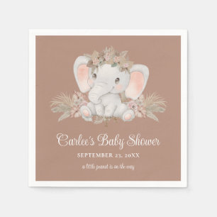 Servilleta De Papel Baby Shower neutral de género sobre elefante lindo