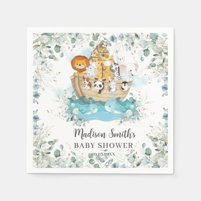 Servilleta De Papel Baby Shower neutral de género sobre la vegetación  (Anverso)