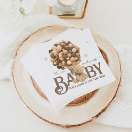Servilleta De Papel Baby Shower neutral de globo Bearly Wait Boho