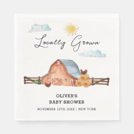 Servilleta De Papel Baby Shower Neutral de granjas cultivadas localmen