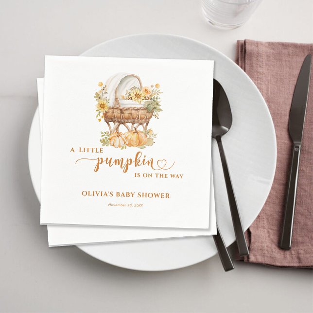 Servilleta De Papel Baby Shower neutral de la calabaza en otoño (Subido por el creador)