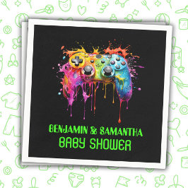 Servilleta De Papel Baby Shower neutral de videojuegos