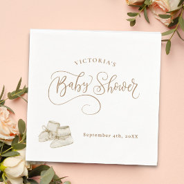 Servilleta De Papel Baby Shower Neutral Elegant Script