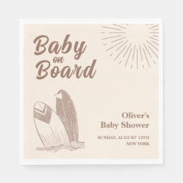 Servilleta De Papel Baby Shower Neutral Minimalista Boho Surfboard