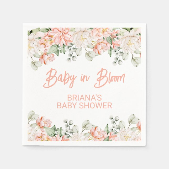 Servilleta De Papel Baby Shower Neutral Peach Ivory Beige (Anverso)